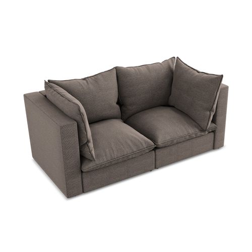 Canapé Modulable 2 Places Manao En Tissu Bouclette Chocolat