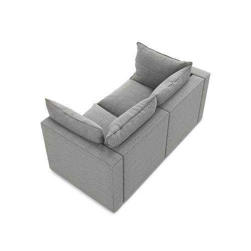 Canapé Modulable 2 Places Manao En Tissu Bouclette Gris Clair