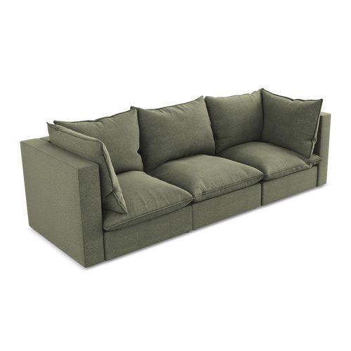 Canapé Modulable 3 Places Manao En Tissu Bouclette Olive