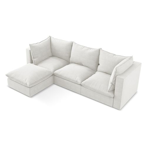 Canapé D'angle 3 Places Modulaire Gauche Manao En Tissu Bouclette Blanc