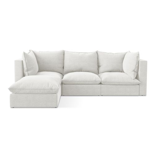 Canapé D'angle 3 Places Modulaire Gauche Manao En Tissu Bouclette Blanc