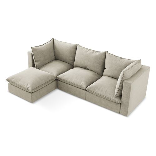 Canapé D'angle 3 Places Modulaire Gauche Manao En Tissu Bouclette Taupe