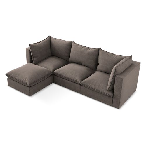 Canapé D'angle 3 Places Modulaire Gauche Manao En Tissu Bouclette Chocolat