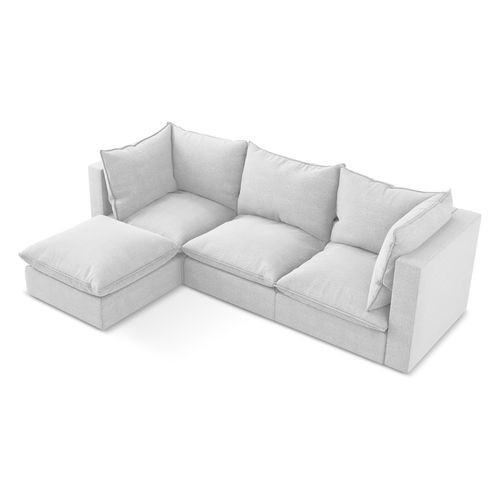 Canapé D'angle 3 Places Modulaire Gauche Manao En Tissu Bouclette Argent