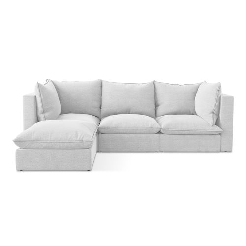 Canapé D'angle 3 Places Modulaire Gauche Manao En Tissu Bouclette Argent