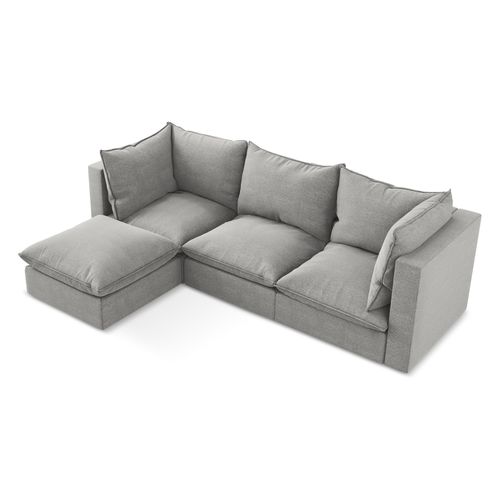 Canapé D'angle 3 Places Modulaire Gauche Manao En Tissu Bouclette Gris Clair