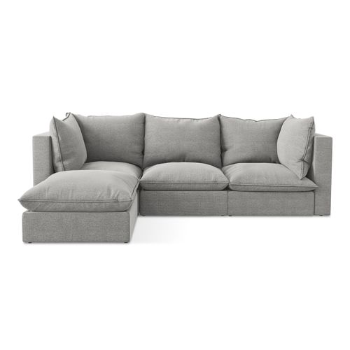 Canapé D'angle 3 Places Modulaire Gauche Manao En Tissu Bouclette Gris Clair