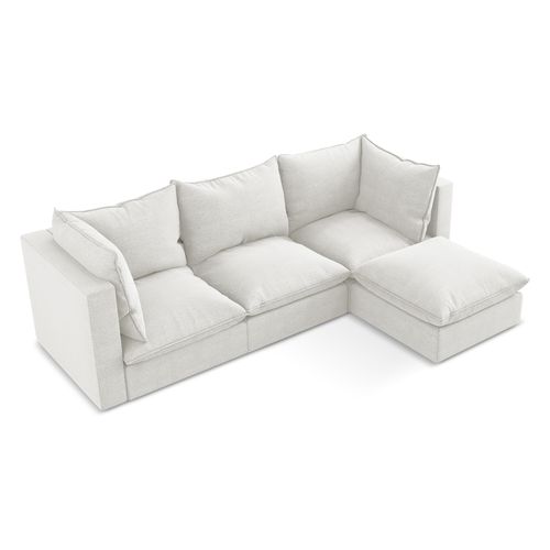 Canapé D'angle 3 Places Modulaire Droit Manao En Tissu Bouclette Blanc