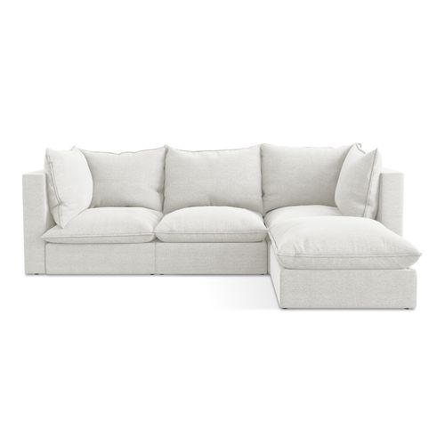 Canapé D'angle 3 Places Modulaire Droit Manao En Tissu Bouclette Blanc