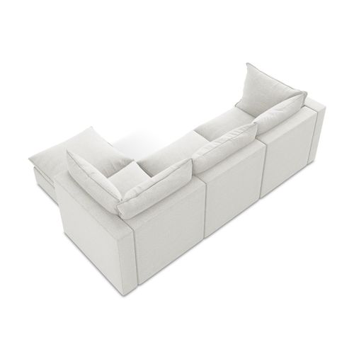 Canapé D'angle 3 Places Modulaire Droit Manao En Tissu Bouclette Blanc