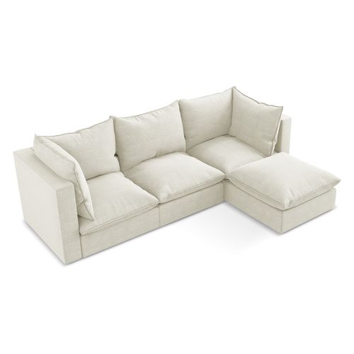 Canapé D'angle 3 Places Modulaire Droit Manao En Tissu Bouclette Sable