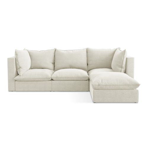 Canapé D'angle 3 Places Modulaire Droit Manao En Tissu Bouclette Sable