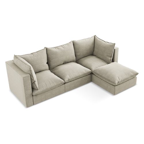 Canapé D'angle 3 Places Modulaire Droit Manao En Tissu Bouclette Taupe