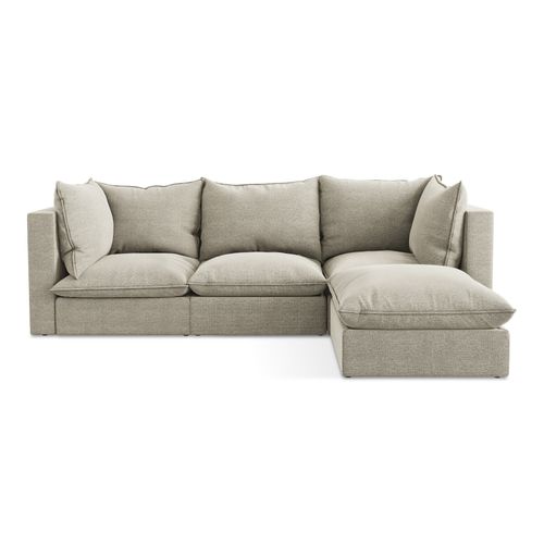 Canapé D'angle 3 Places Modulaire Droit Manao En Tissu Bouclette Taupe