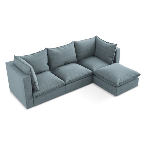 Canapé D'angle 3 Places Modulaire Droit Manao En Tissu Bouclette Jeans