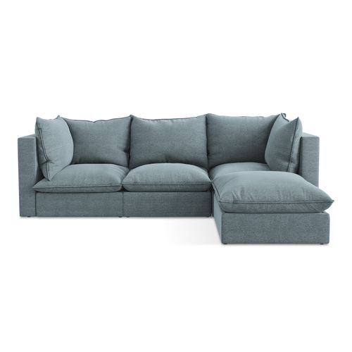 Canapé D'angle 3 Places Modulaire Droit Manao En Tissu Bouclette Jeans