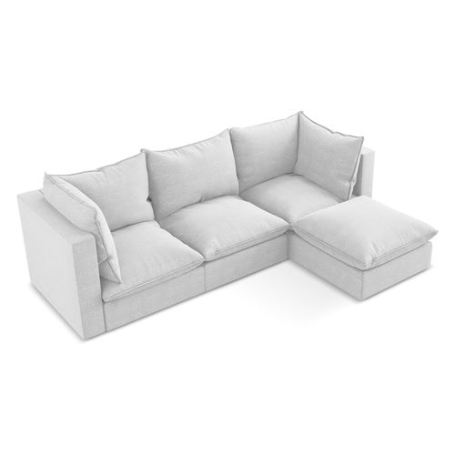 Canapé D'angle 3 Places Modulaire Droit Manao En Tissu Bouclette Argent