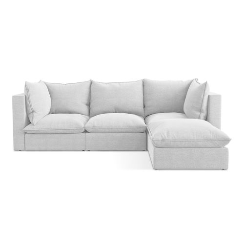 Canapé D'angle 3 Places Modulaire Droit Manao En Tissu Bouclette Argent