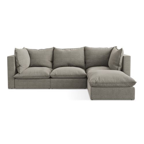 Canapé D'angle 3 Places Modulaire Droit Manao En Tissu Bouclette Gris