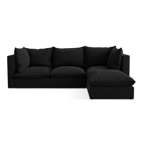 Canapé D'angle 3 Places Modulaire Droit Manao En Tissu Bouclette Noir