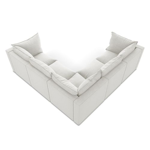 Canapé D'angle 4 Places Modulaire Manao En Tissu Bouclette Blanc
