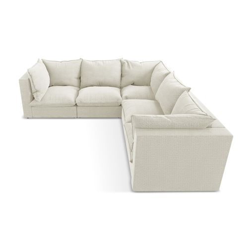 Canapé D'angle 4 Places Modulaire Manao En Tissu Bouclette Sable