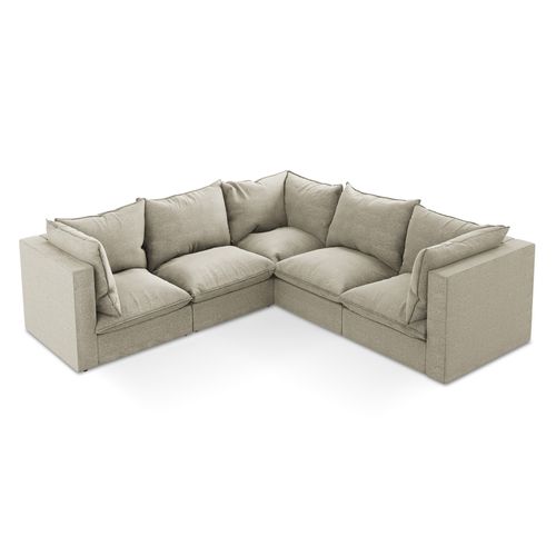Canapé D'angle 4 Places Modulaire Manao En Tissu Bouclette Taupe