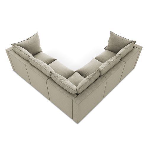 Canapé D'angle 4 Places Modulaire Manao En Tissu Bouclette Taupe