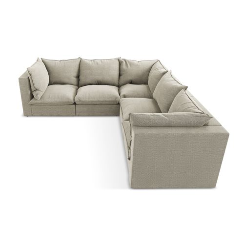 Canapé D'angle 4 Places Modulaire Manao En Tissu Bouclette Taupe