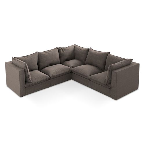 Canapé D'angle 4 Places Modulaire Manao En Tissu Bouclette Chocolat
