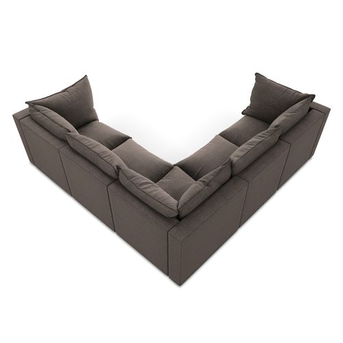 Canapé D'angle 4 Places Modulaire Manao En Tissu Bouclette Chocolat