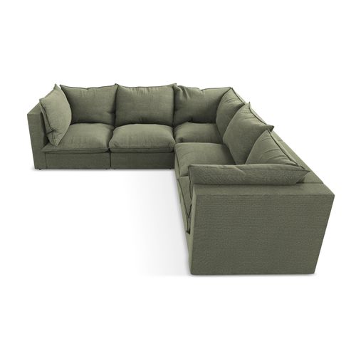 Canapé D'angle 4 Places Modulaire Manao En Tissu Bouclette Olive