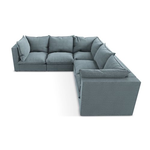 Canapé D'angle 4 Places Modulaire Manao En Tissu Bouclette Jeans