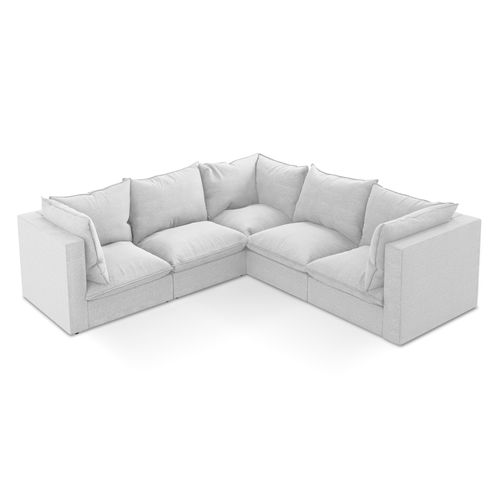 Canapé D'angle 4 Places Modulaire Manao En Tissu Bouclette Argent