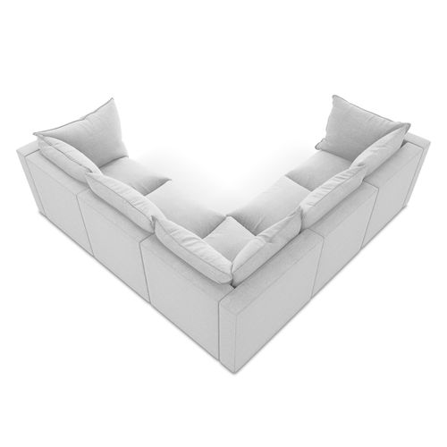 Canapé D'angle 4 Places Modulaire Manao En Tissu Bouclette Argent