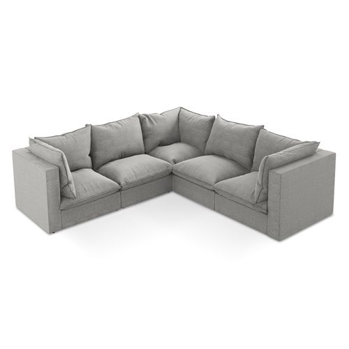 Canapé D'angle 4 Places Modulaire Manao En Tissu Bouclette Gris Clair