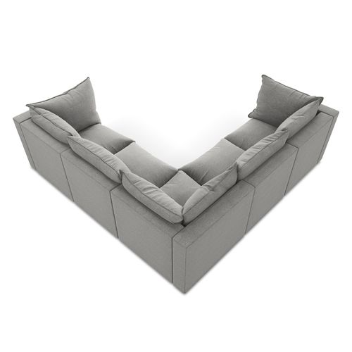 Canapé D'angle 4 Places Modulaire Manao En Tissu Bouclette Gris Clair