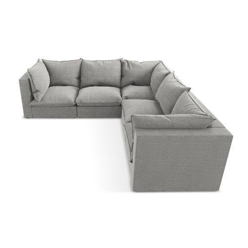 Canapé D'angle 4 Places Modulaire Manao En Tissu Bouclette Gris Clair