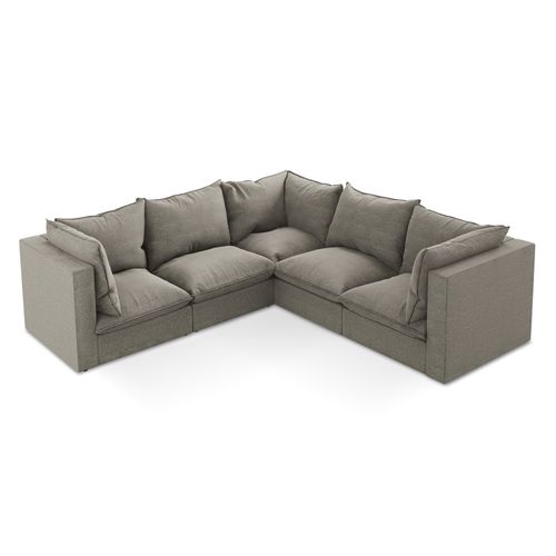 Canapé D'angle 4 Places Modulaire Manao En Tissu Bouclette Gris