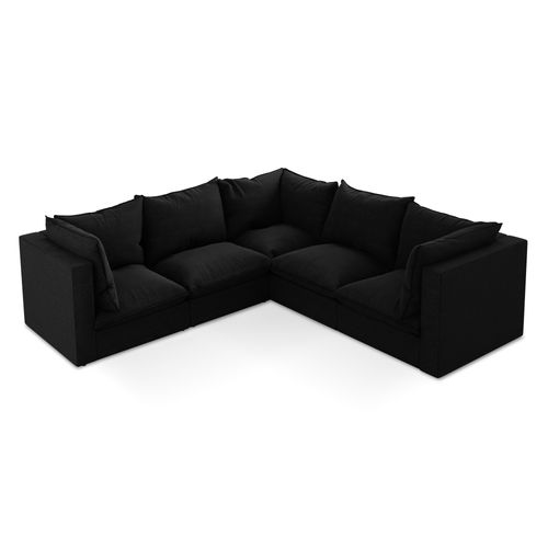 Canapé D'angle 4 Places Modulaire Manao En Tissu Bouclette Noir
