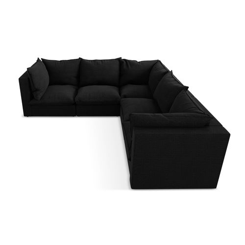 Canapé D'angle 4 Places Modulaire Manao En Tissu Bouclette Noir