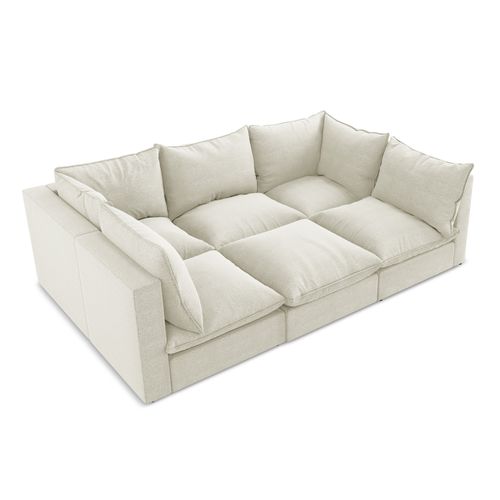 Canapé Modulable 3 Places Manao En Tissu Bouclette Sable