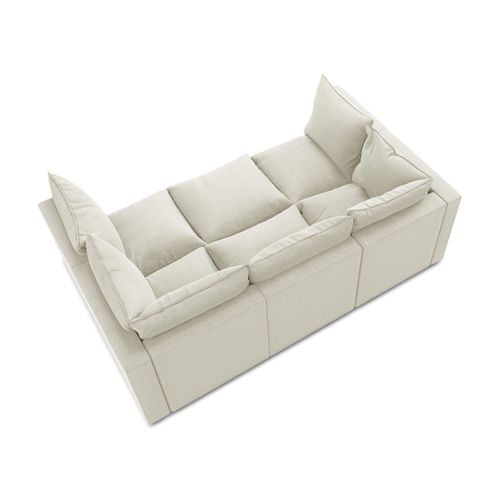 Canapé Modulable 3 Places Manao En Tissu Bouclette Sable