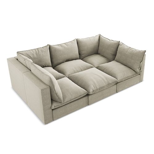 Canapé Modulable 3 Places Manao En Tissu Bouclette Taupe