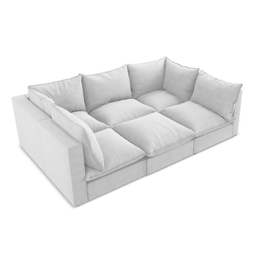 Canapé Modulable 3 Places Manao En Tissu Bouclette Argent