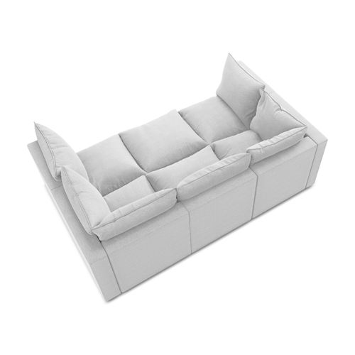 Canapé Modulable 3 Places Manao En Tissu Bouclette Argent