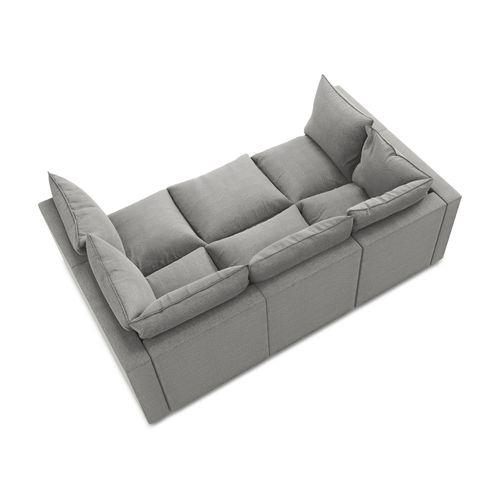 Canapé Modulable 3 Places Manao En Tissu Bouclette Gris Clair