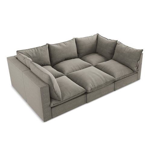 Canapé Modulable 3 Places Manao En Tissu Bouclette Gris