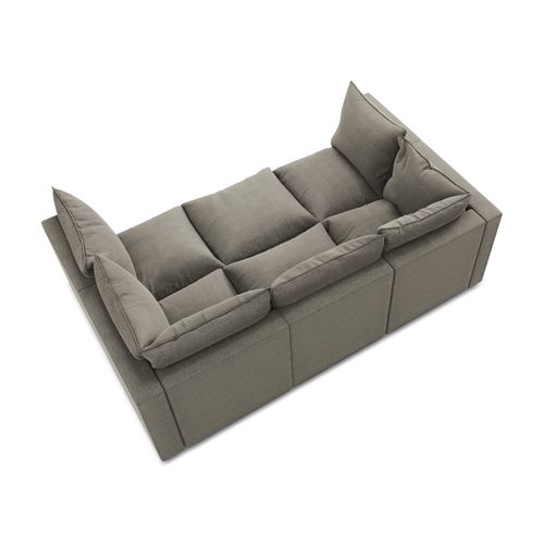 Canapé Modulable 3 Places Manao En Tissu Bouclette Gris