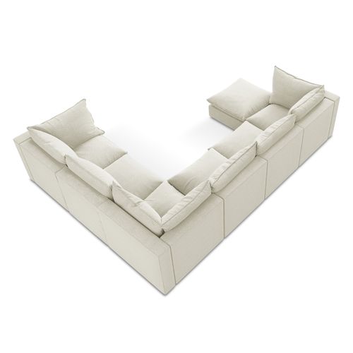 Canapé Panoramique 5 Places Modulaire Manao En Tissu Bouclette Sable